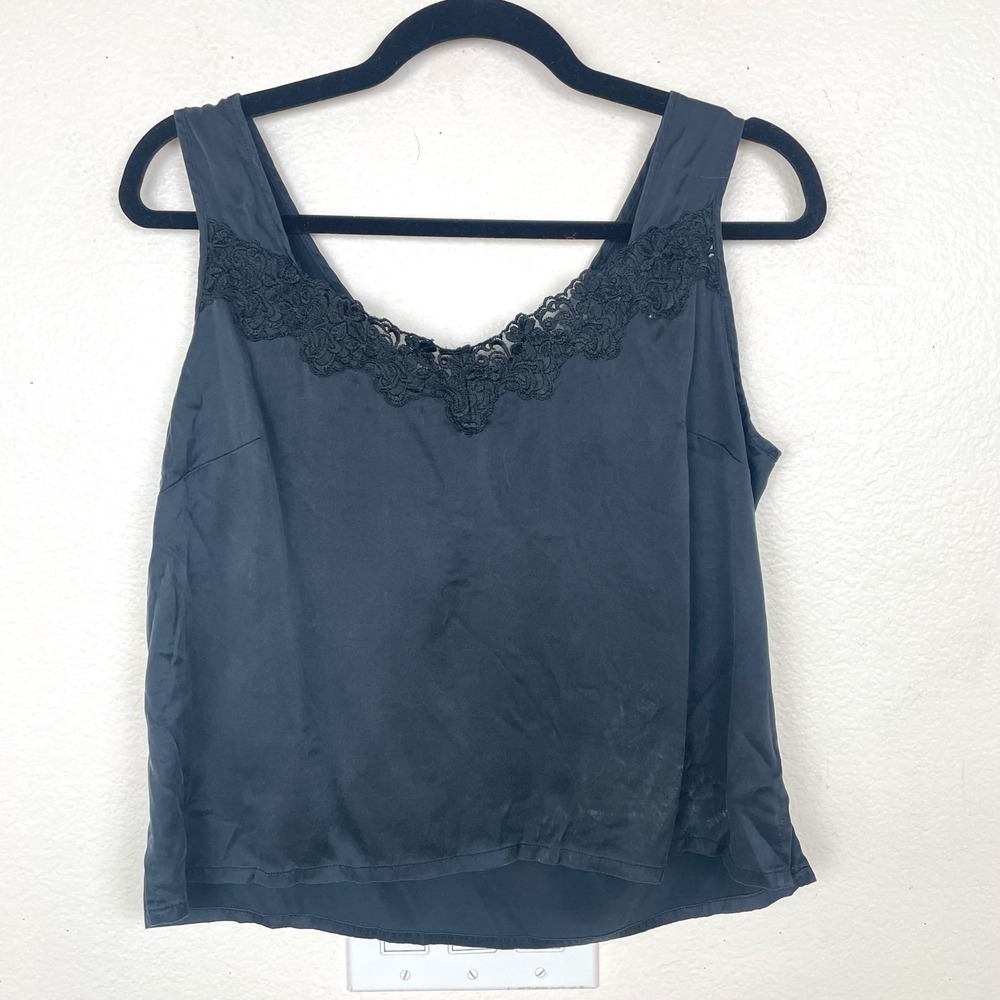 Womens Tank Top Sz L Silk Lace Fairy Boho Minimalist Whimsigoth Boxy Cropped